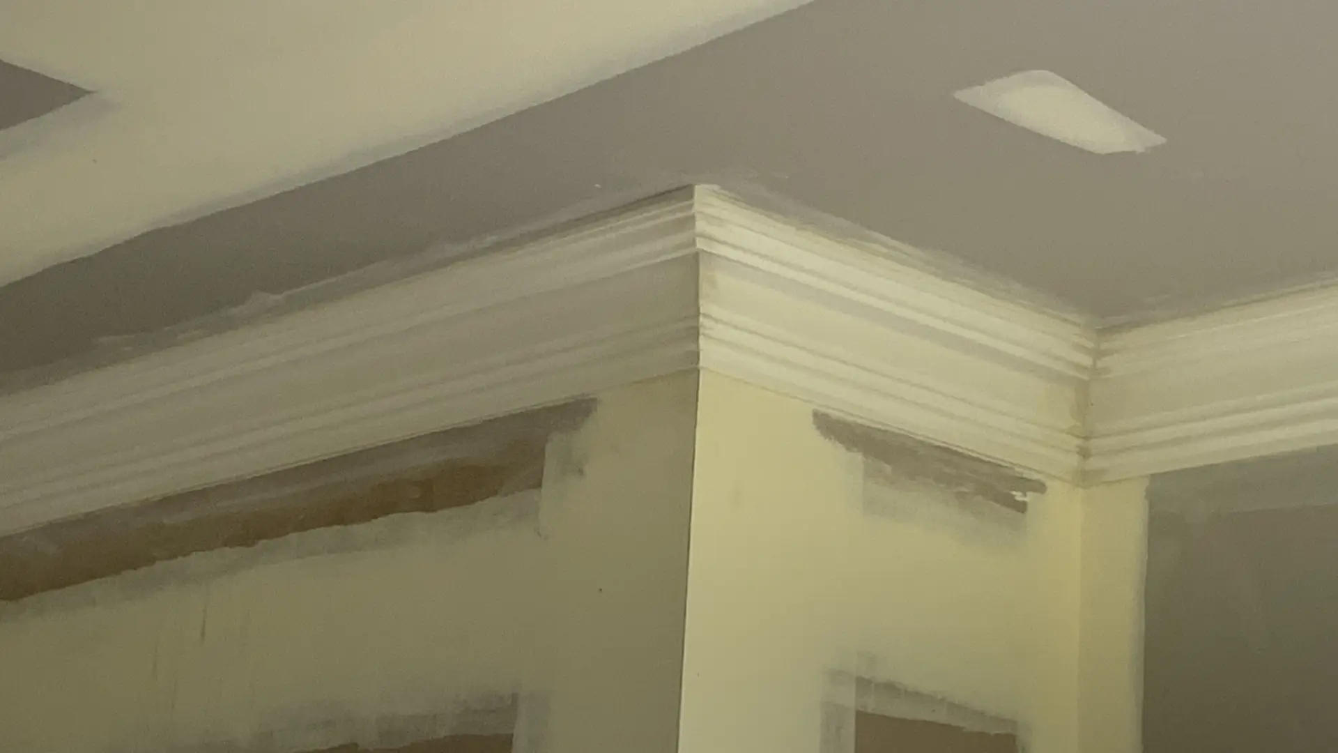 Custom fibrous plaster ceiling rose and cornice detail in Seymour residence