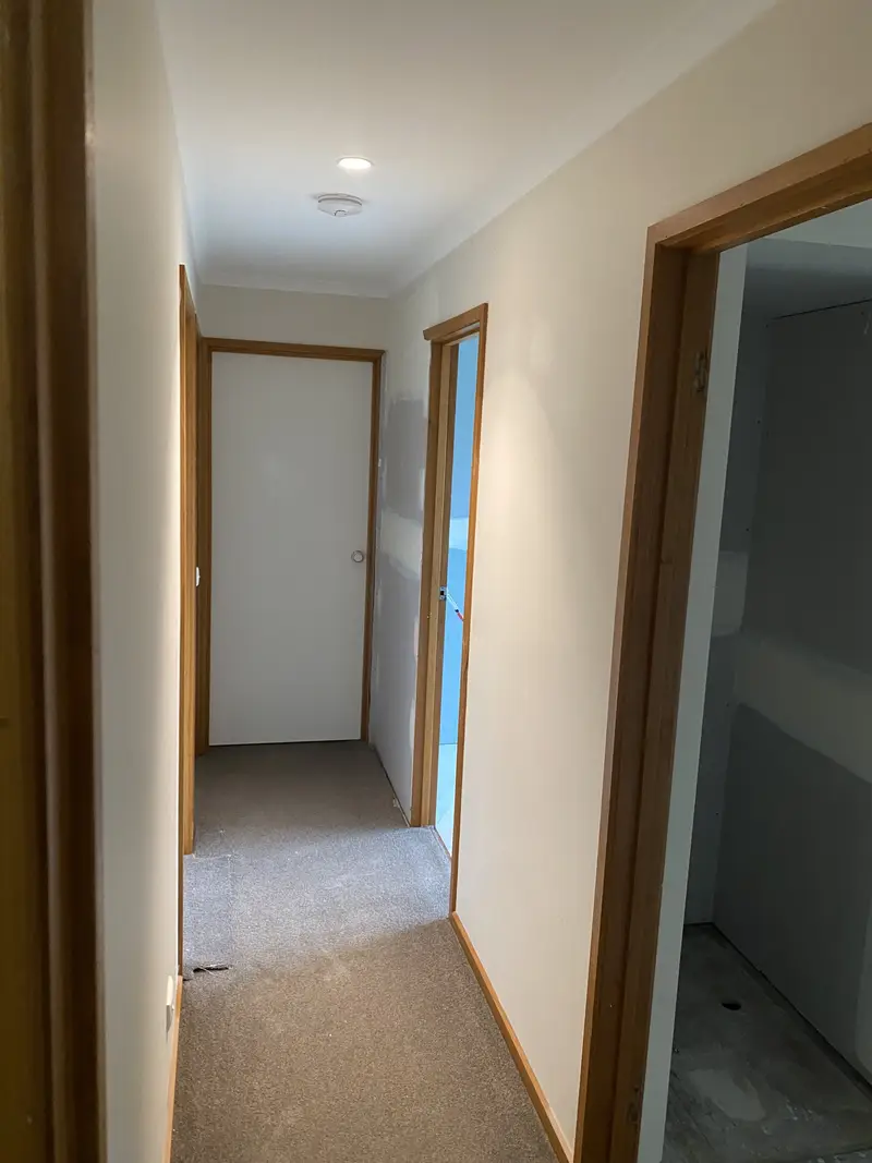 Renovated kitchen with freshly plastered and set walls in Seymour